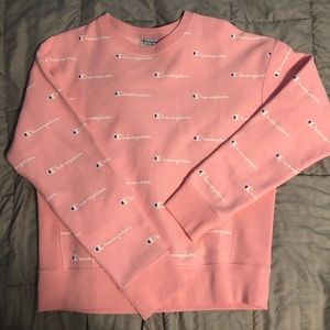 pink champion crew neck sweatshirt